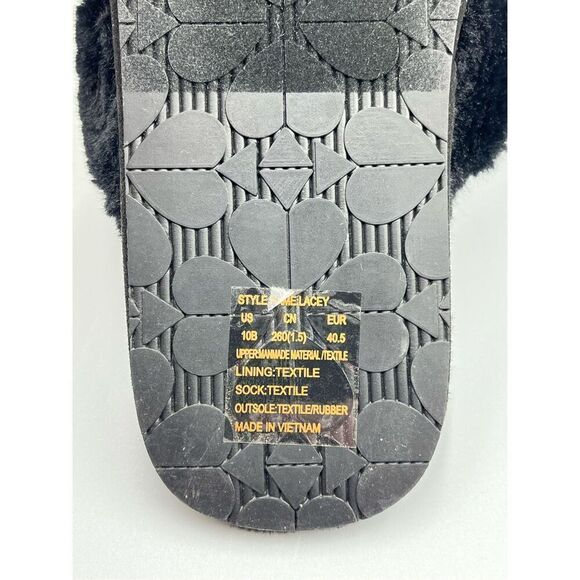 NWOB Kate Spade Lacy Slippers Mule Size 10B Black Glitter Faux Fire Gold Charm - Picture 6 of 10